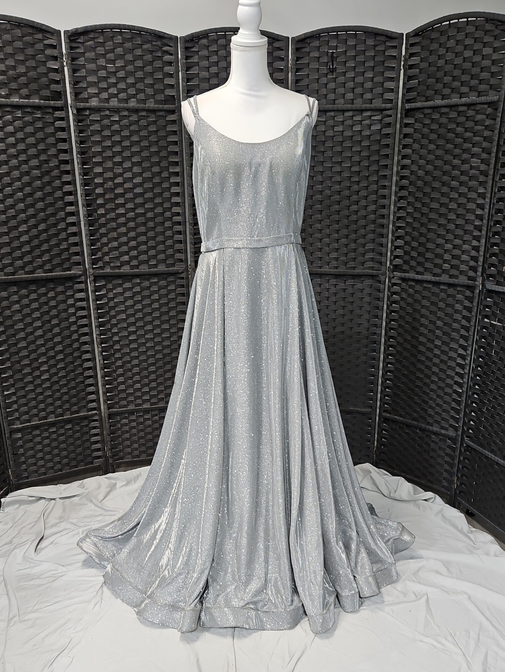 Silver Sequin Evening Gown - Women Dresses